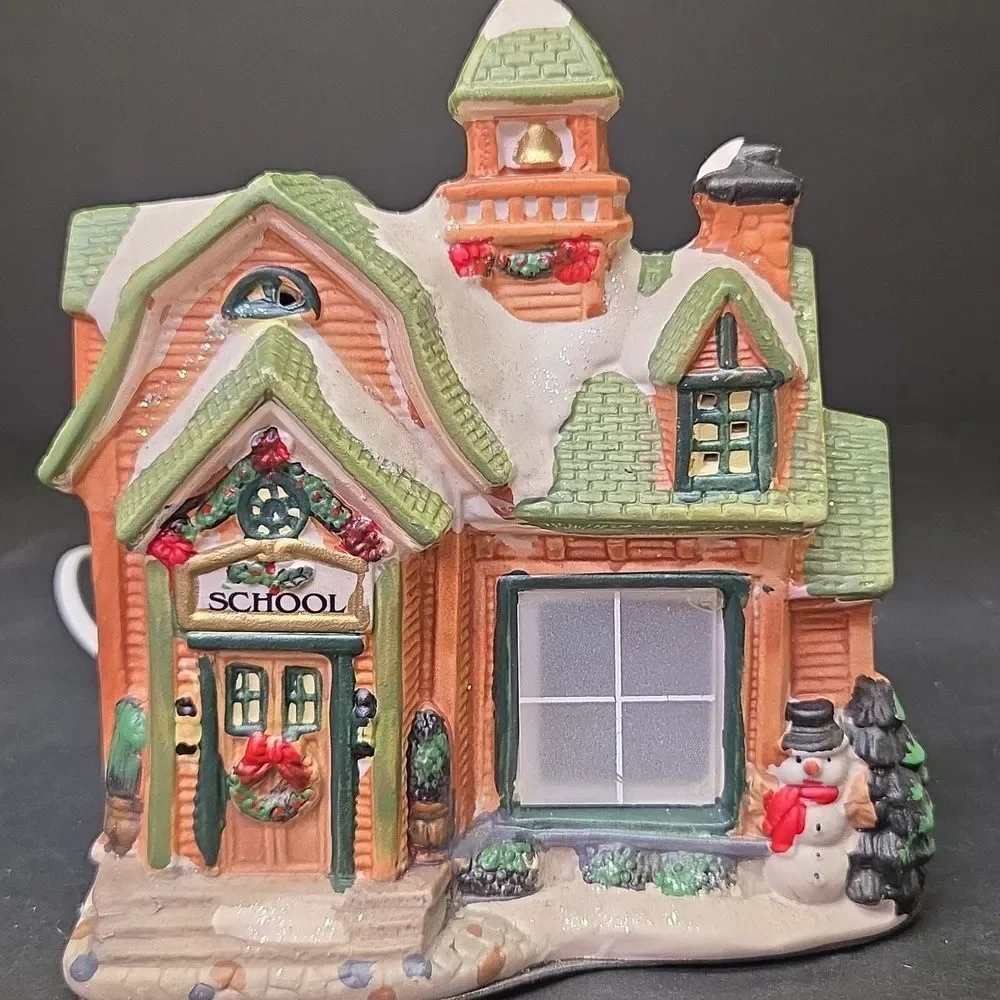 Vintage Holiday Schoolhouse‎ For Christmas Village